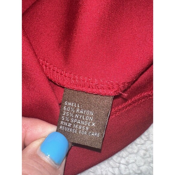 J McLaughlin Women Dress Size L Red Catalina Cloth Bell Sleeve Holiday Career - Picture 6 of 9
